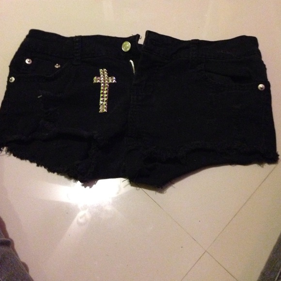 Black Studded Short Shorts