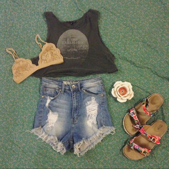 Ripped High Waisted Jean Shorts | LoveCulture