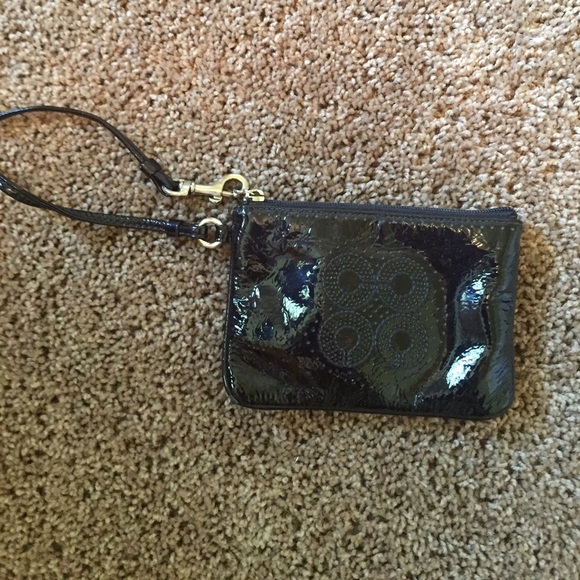Blue leather Coach wristlet
