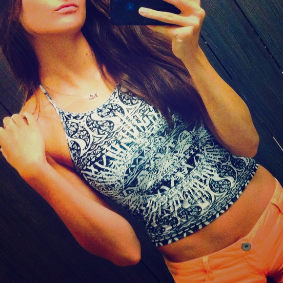 Tight black and white pattern top from tillys