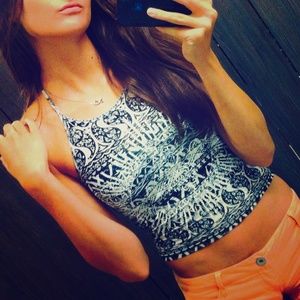 Tight black and white pattern top from tillys