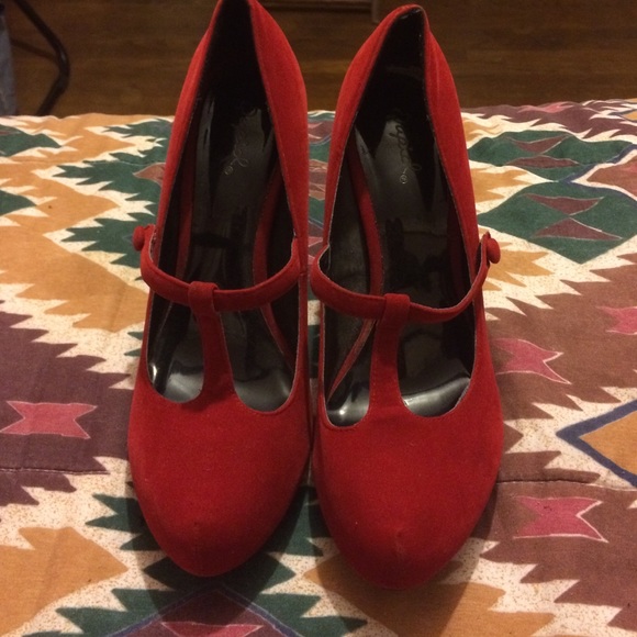 Red suede heels!