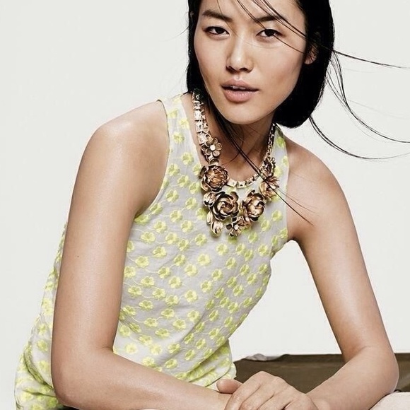 J. Crew EMBROIDERED FLORAL RACER TOP Size 4 NWT