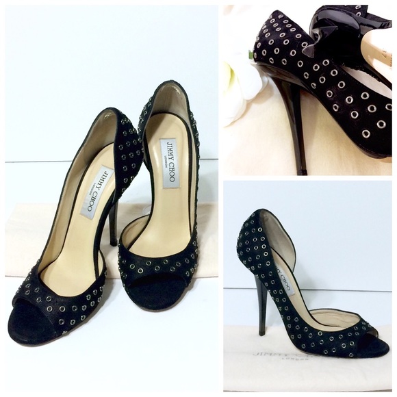 NEW JIMMY CHOO BLACK PEEP TOE HEELS