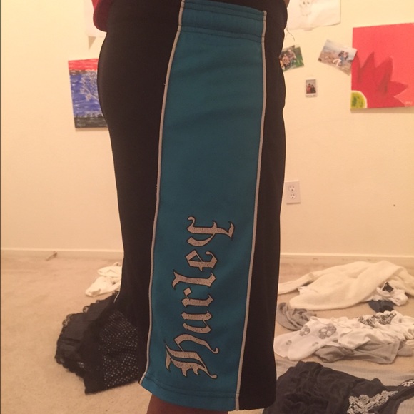 Harley teal and black basketball shorts