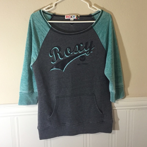 roxy teal and grey pullover