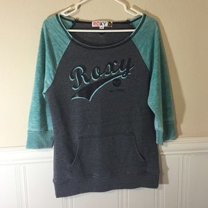 roxy teal and grey pullover