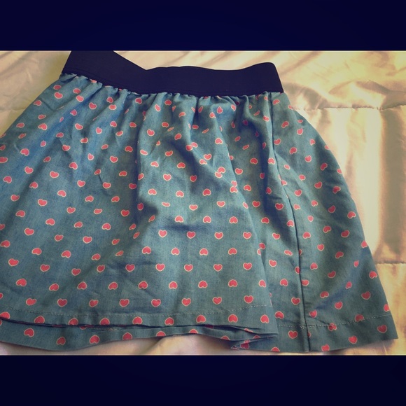 Forever21Light blue with pink hearts skirt💓