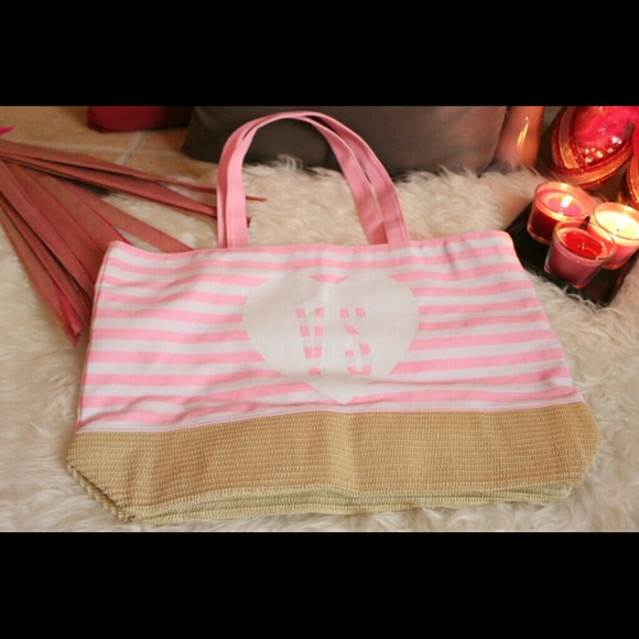 Victoria's Secret Pink and White Tote Bag