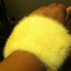 White fur cuffs