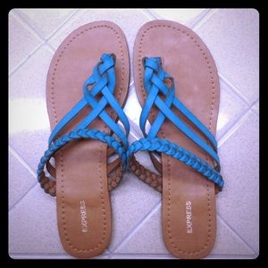 Turquoise strappy braided express sandals