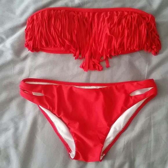 NEW! Bandeau fringe bikini 2 piece swimwear