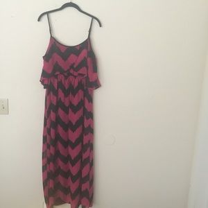 Black and pink chevron dress