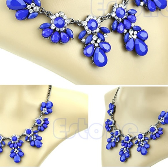 New fashion Bib choker necklace royal blue color - Picture 2 of 4