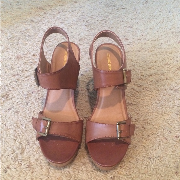 Brown wedge sandals size 8.