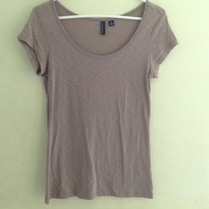 Cynthia Rowley Taupe Scoop Neck Tee