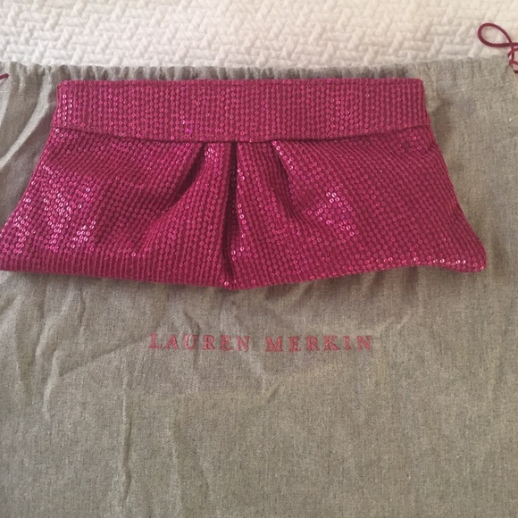 Lauren Merkin pink sequin clutch