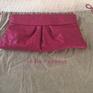 Lauren Merkin pink sequin clutch