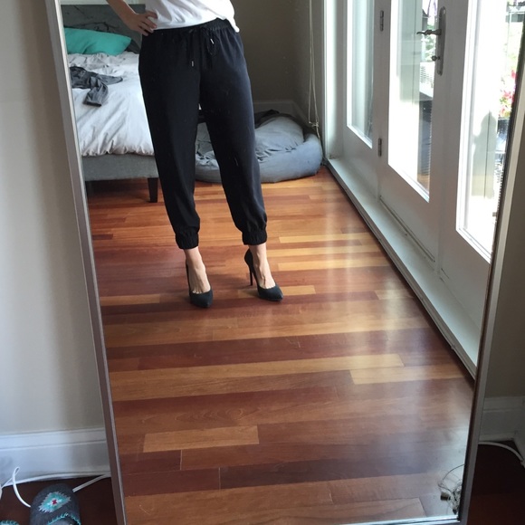 Black 100% silk Club Monaco jogger pants