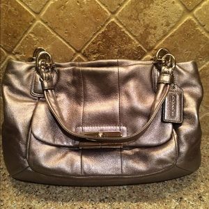 Metallic Leather Coach Purse