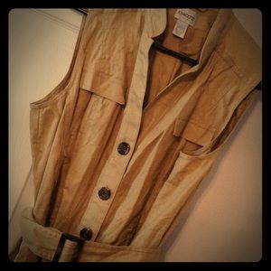 Military style khaki dress with belt