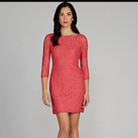 Adrianna Papell Coral Lace Sheath Dress