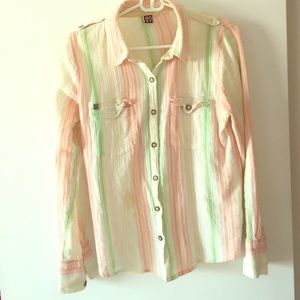 Roxy Pastel Stripped Button Down, Size L
