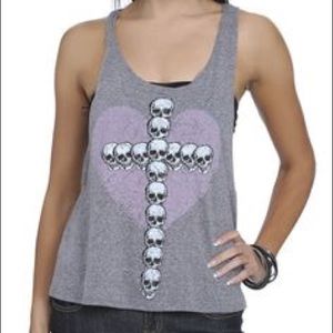Wet seal cross skull heart tank