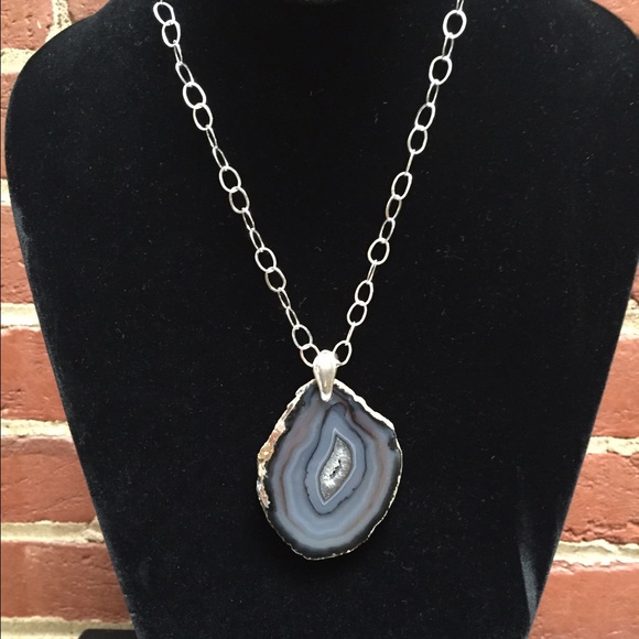 Sterling silver and agate necklace
