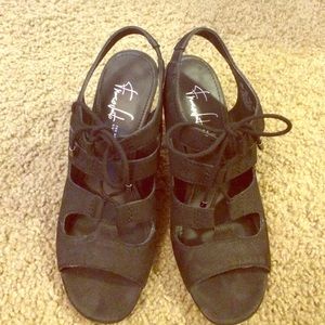FRANCO SARTO 'TALIA' LACE-UP BLACK SANDAL