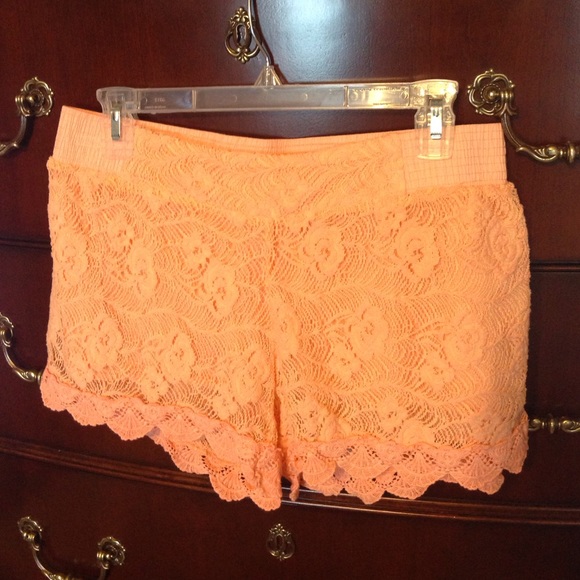 Miss Me pale orange lace shorts