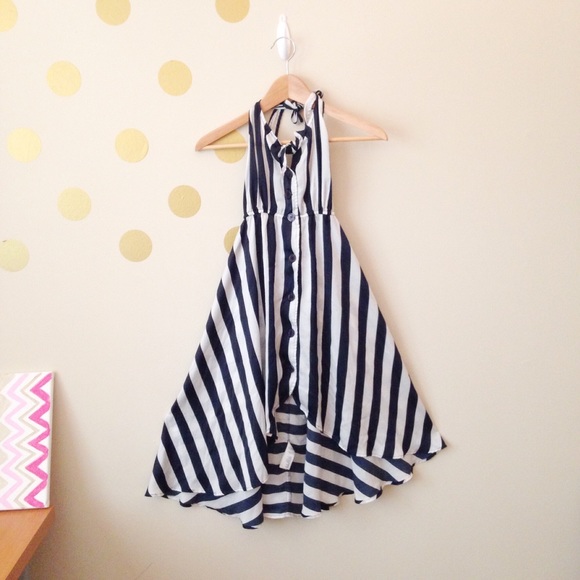 Halter Top Navy Striped Dress