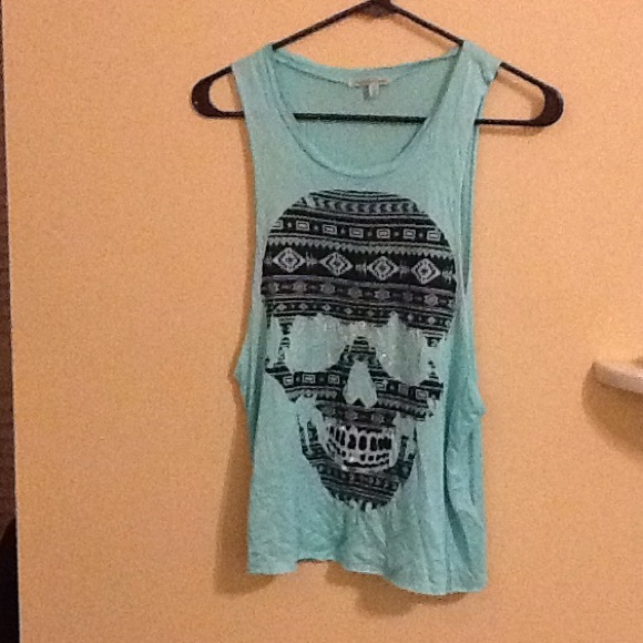 Teal Aztec skull tank top😍
