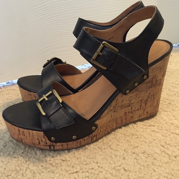 Black Strappy Wedges