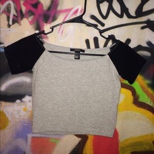 Grey & Black Crop Top