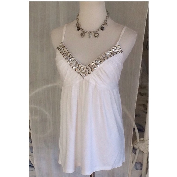 INC International Concepts Tops - I.N.C white studded top