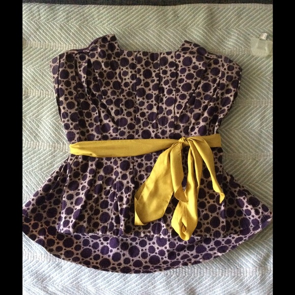 Anthropologie strapless peplum top with sash