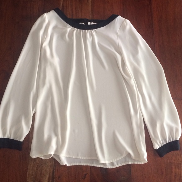 LOFT Cream and Black Top