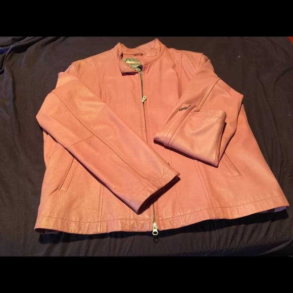 Pink Leather Waist Jacket w/lining