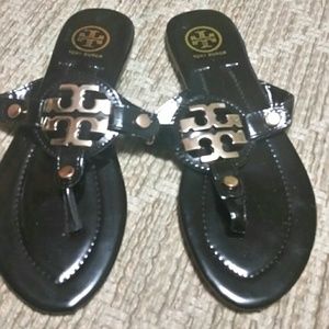 Black and gold sandals