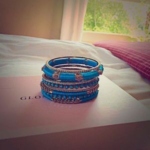 Amarita Singh blue and gold bangles set