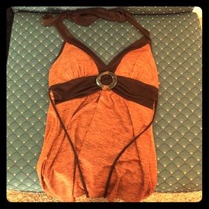 Sexy Orange and Brown Halter Top