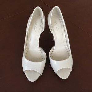 Aldo Patent White Heels