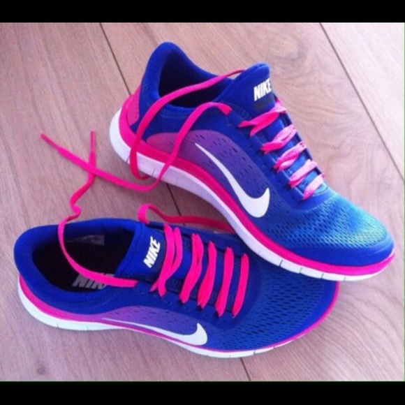 Blue and pink nikes