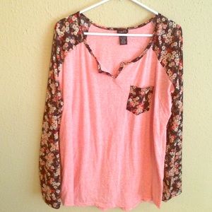 Plus size .  Floral long sleeve top