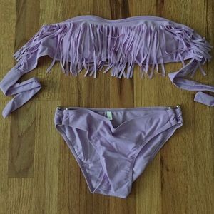 Super cute lavender fringe top bikini