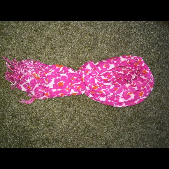 Pink and orange floral scarf