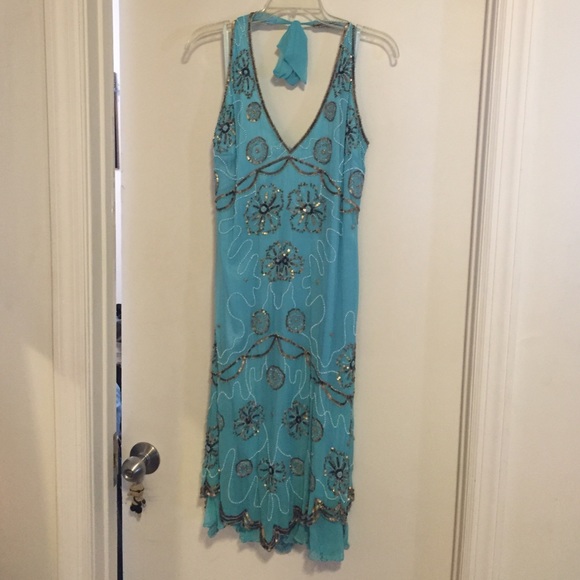 Papell Boutique mid-length halter dress