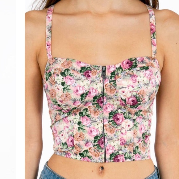 Tobi pink floral meadow bustier