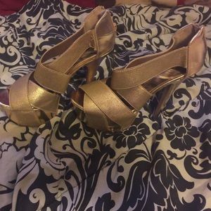 Sparkly gold heels